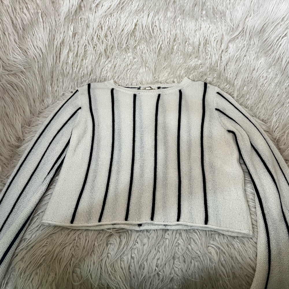 Chelsea & Violet Black and Cream Striped Sweater Girl’s Large- lightly used